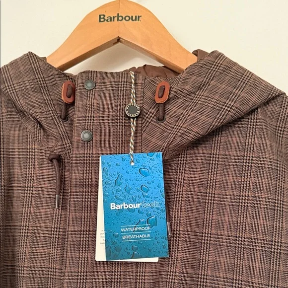 NWT Barbour Checkered Brown Raincoat for Men - Picture 2 of 9
